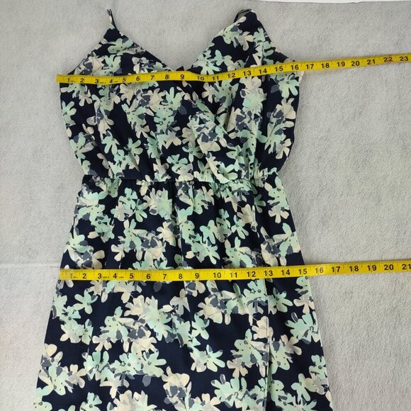 Banana Republic Faux Wrap Maxi Dress – Floral Print – Size 4P – Navy & Mint - Picture 8 of 11
